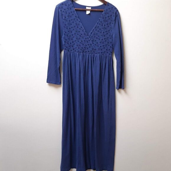 Vintage navy blue cotton maxi dress - Picture 3 of 6
